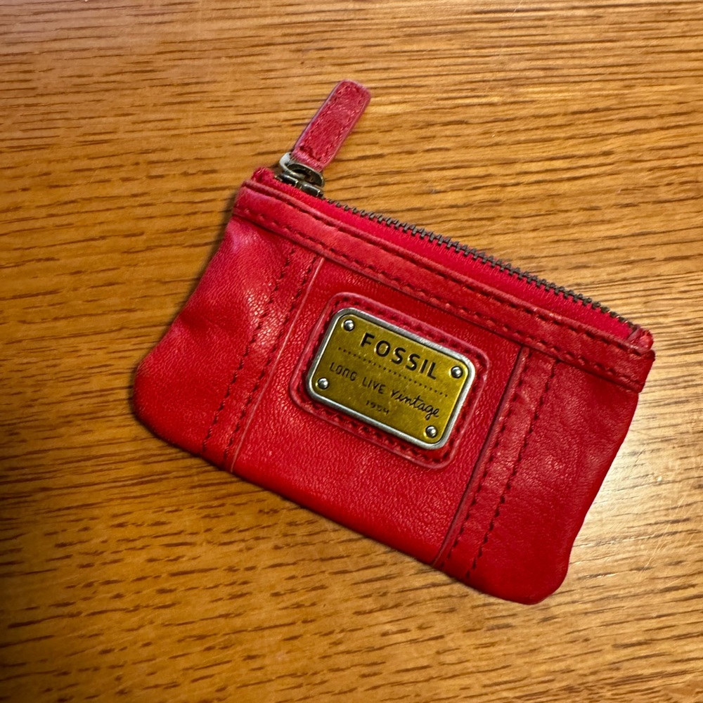 Red zipper coin purse